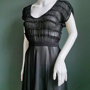 Vintage 1940s/1950s Long Sheer Black Evening Gown Size Small